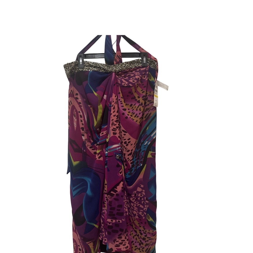 NEW‎ Womens AI Authentic Icon Festival Purple Sequined Halter Dress Small M